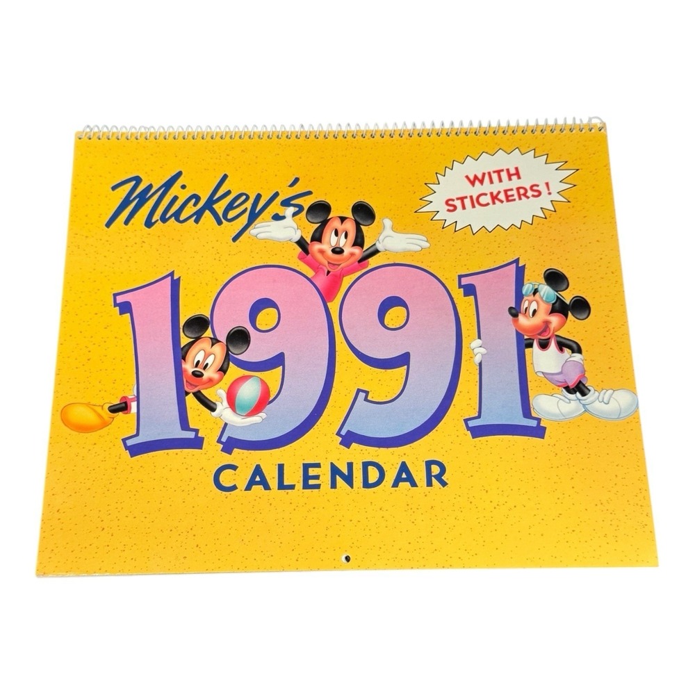 Disney Mickey‎ Mouse Calendar 1991 With Stickers Carlton Greetings